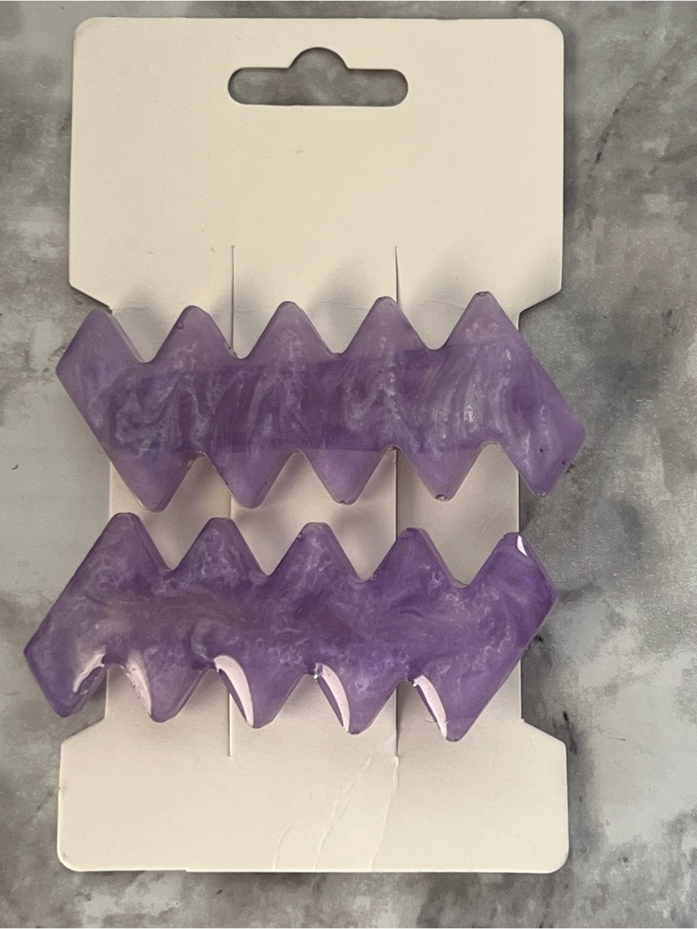 Purple Zigzag Acrylic Hair Clips - Set of 2
